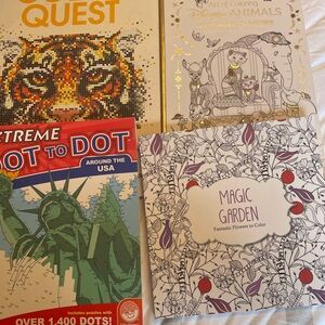 Coloring and Dot-to-Dot Book Set of 4 books all brand new lovely
